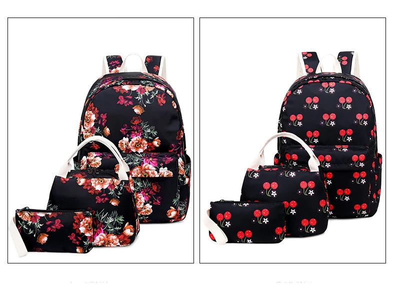 Новые школьные сумки ортопедический рюкзак для детей сумка 3 шт./компл. Водонепроницаемый нейлоновая ткань с принтом Для женщин женский рюкзак