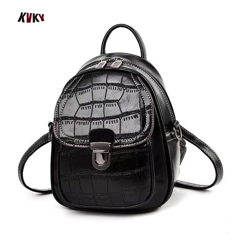 

New School Bags Backpacks For Teen School Backpack Female Mini Super Fire rocodile texture Shoulder Diagonal Portable Small Squ