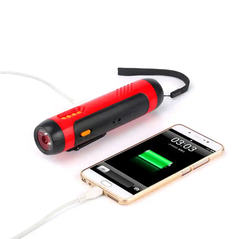 Alarm FM Radio Mobile Phone Charging Hand-operated Power Generat powerful led flashlight lampada led #4S8 (4)