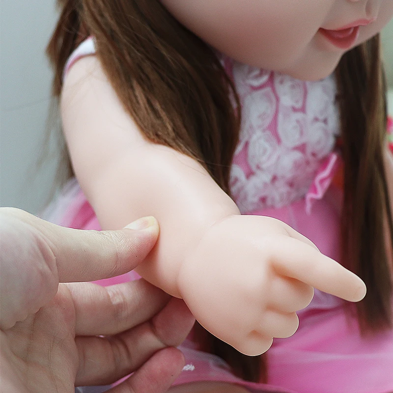 Мягкая силиконовая Кукла Reborn Baby Toys длинные волосы Doll реалистичные 45 см куклы для