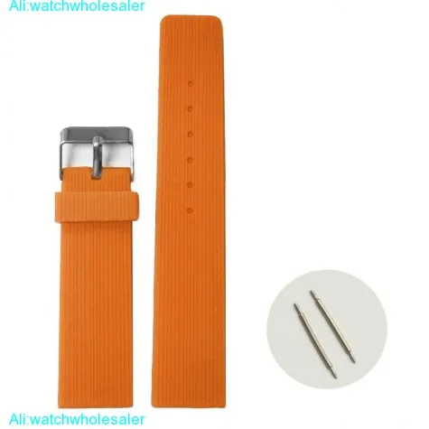 22mm Pumpkin Orange Silicone Jelly Rubber Unisex Watch Band Straps WB1071Q22JB