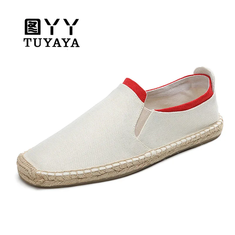 

Men White Sneakers 2019 Fashion Breathable Hemp Shoes Soft Casual Sports Shoes for Male Flats Men's Loafers Trainers