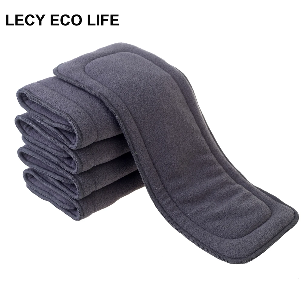 5 layers stay dry bamboo charcoal fleece baby cloth diaper inserts