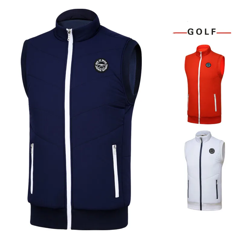 Мужская жилетка для гольфа из волокна с теплоизоляцией для гольфа, Утепленная подкладка, подходящая версия, Осень-зима, одежда для гольфа