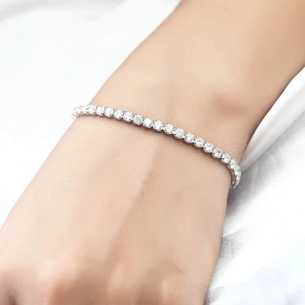 2mm 3mm Paved Crystal CZ Tennis Bracelet Womens Girls Clear Round cut Rose Gold Adjustable Bangle Fashion Wedding Jewelry GBM106