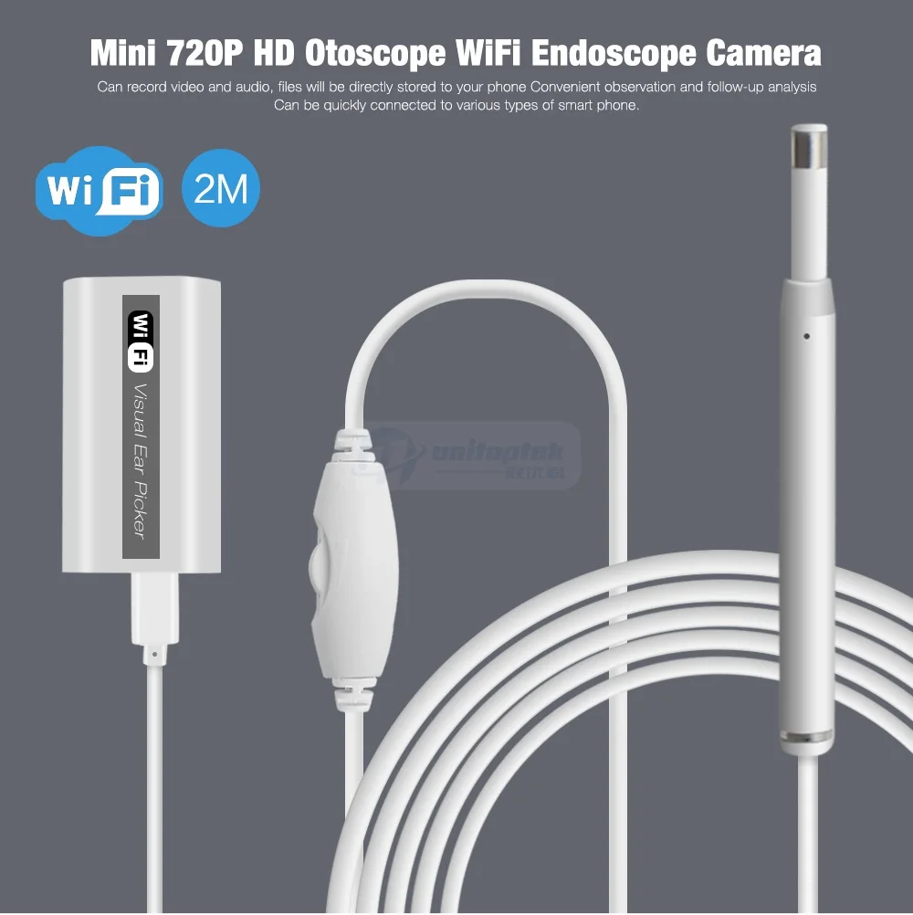 720P беспроводной Wi-Fi эндоскоп для чистки ушей 2 м HD визуальная Ушная ложка для осмотра отоскопа камера для ухода за ушами Android PC IOS F170