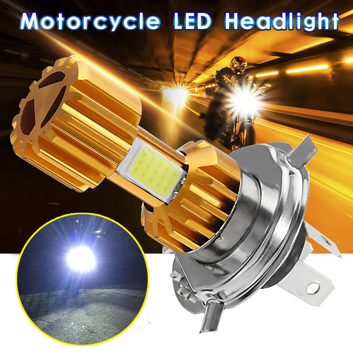 

1Pcs H4 Motorcycle Headlight Bulbs 12V 18W 2000Lm 3 COB Motorcycle Scooter LED White 6000K Bright Fog Lamp For Suzuki For Honda
