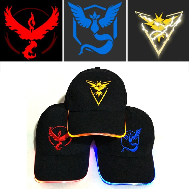 

Pokemon Go 3 Big Camp Logo Glowing Baseball Cap Cosplay Prop Summer Adjustable Unisex Glowing Hat