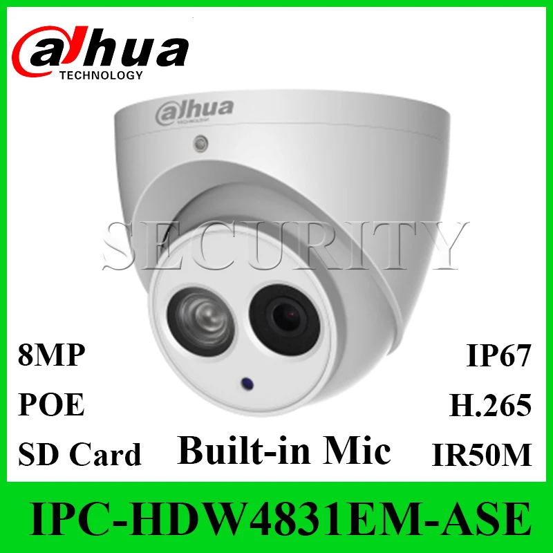 

FAST SHIP Dahua Original IPC-HDW4831EM-ASE 4K 8MP Eyeball Network Camera IR 50m Built-in Mic SD Card Replace IPC-HDBW4831E-ASE