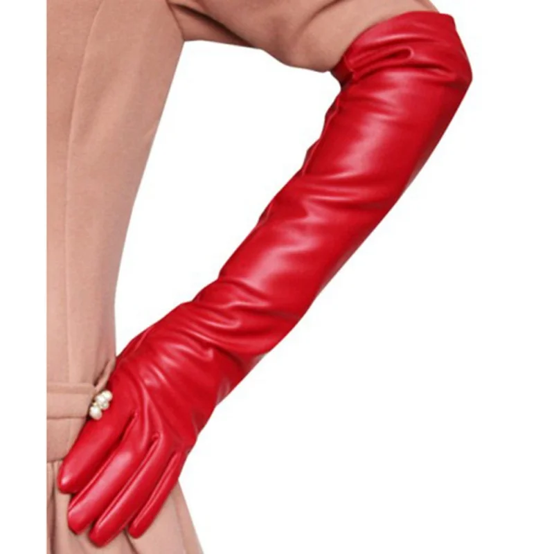Женские кожаные перчатки Opera длинные из искусственной кожи|long gloves|party glovesfaux leather