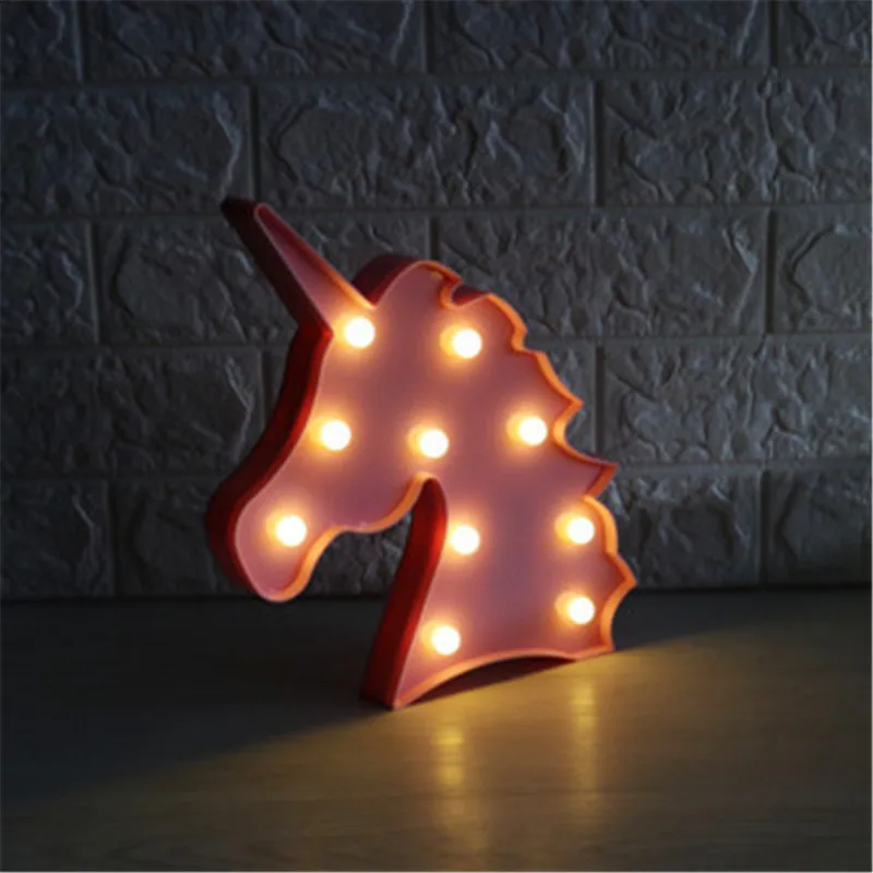 Розовый голова лошади LED 3D ночник атмосфера шатер стол настольные лампы письмо