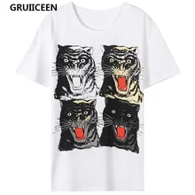 GRUIICEEN уличная Футболка с принтом тигра Женская мода Лето Весна футболки топы хлопок средней длины свободная футболка SG-0819436