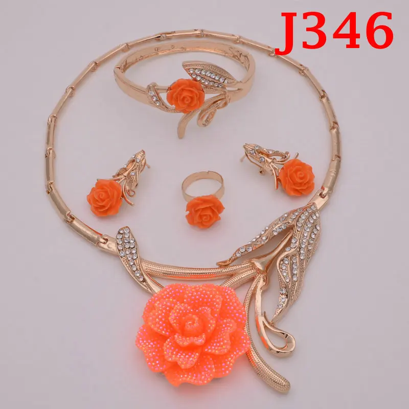 

African Jewelry Sets for Women Dubai Gold Color Necklace Earrings Set Jewellery Bridal Nigerian Wedding Costume Jewelry J346