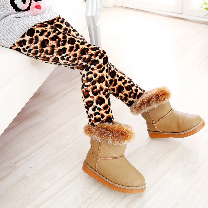 

New 2018 Baby Girls Pants Fashion Leopard Print Winter Keep Warm Children Leggings Brushed Thicken Kids Trousers Girl Pants
