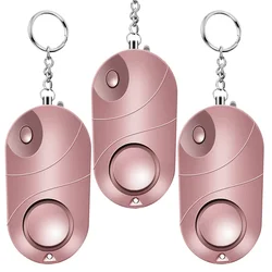 Alarme de sécurité personnelle, son d'urgence, 130db, 3 pièces, défense, auto défense, porte clés, lampe de poche LED pour femmes âgées 