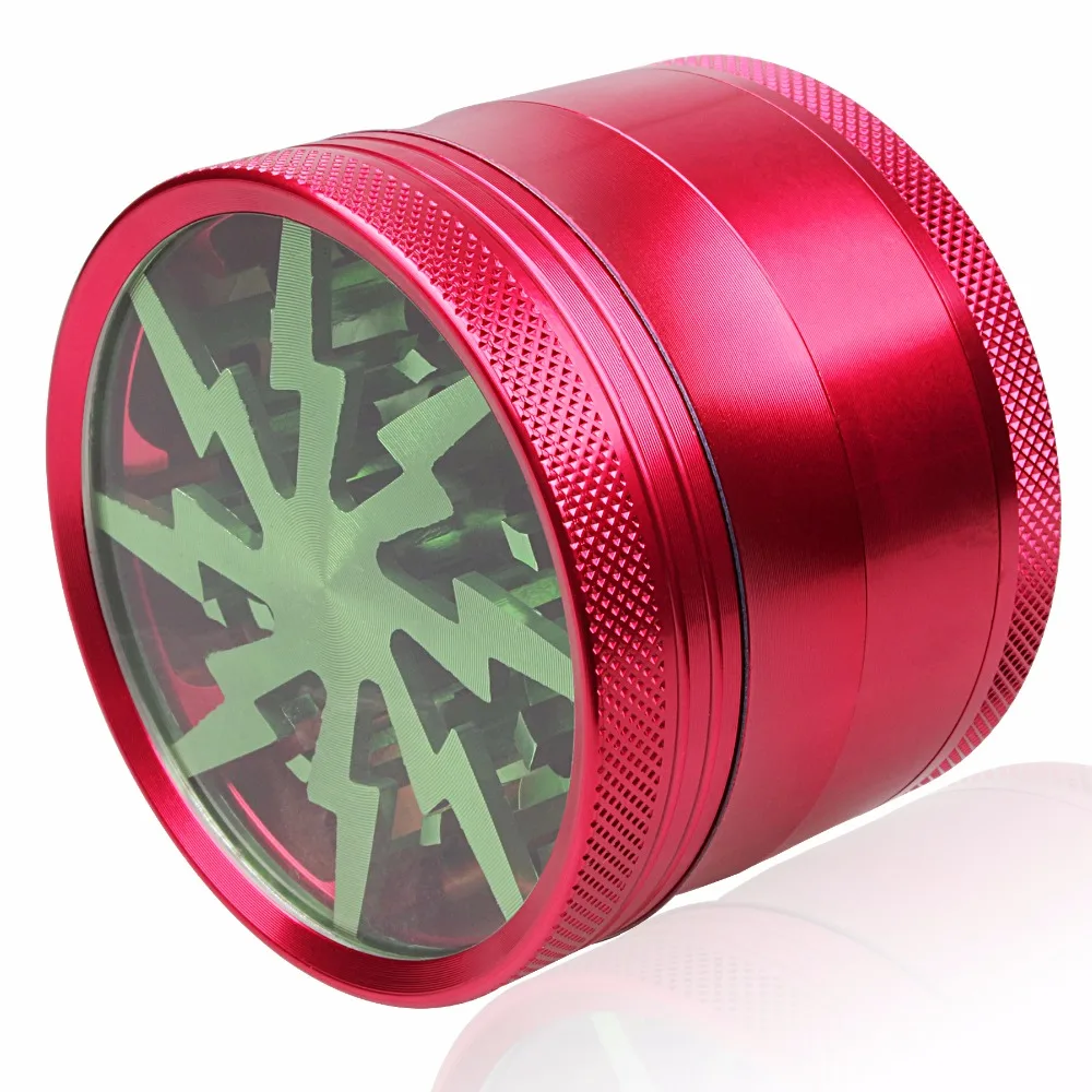 Lightning Herb Grinder - Metal, 63mm Diameter with 4 Layers in 4 Colors