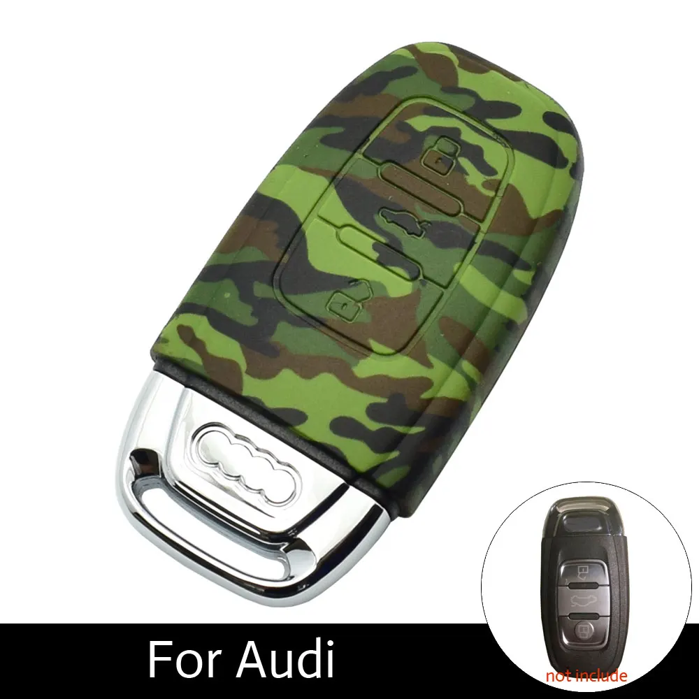 

ATOBABI 3 Buttons Silicone Car Key Cover Case For Audi A6L A4L Q5 Smart Keys Silicone Car Key Protection Case Car Accessories