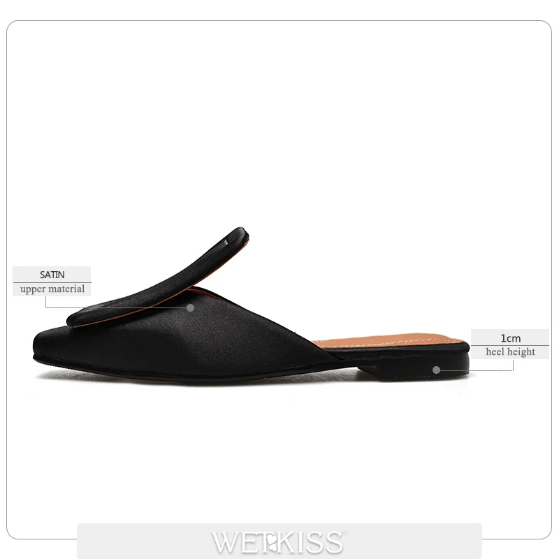 WETKISS New Summer Women Slippers 2019 Satin Casual Fashion Female Mules Shoes Square Toe Flat Sole Slides Footwear Big Size 43 WETKISS New Summer Women Slippers 2019 Satin Casual Fashion Female Mules Shoes Square Toe Flat Sole Slides Footwear Big Size 43