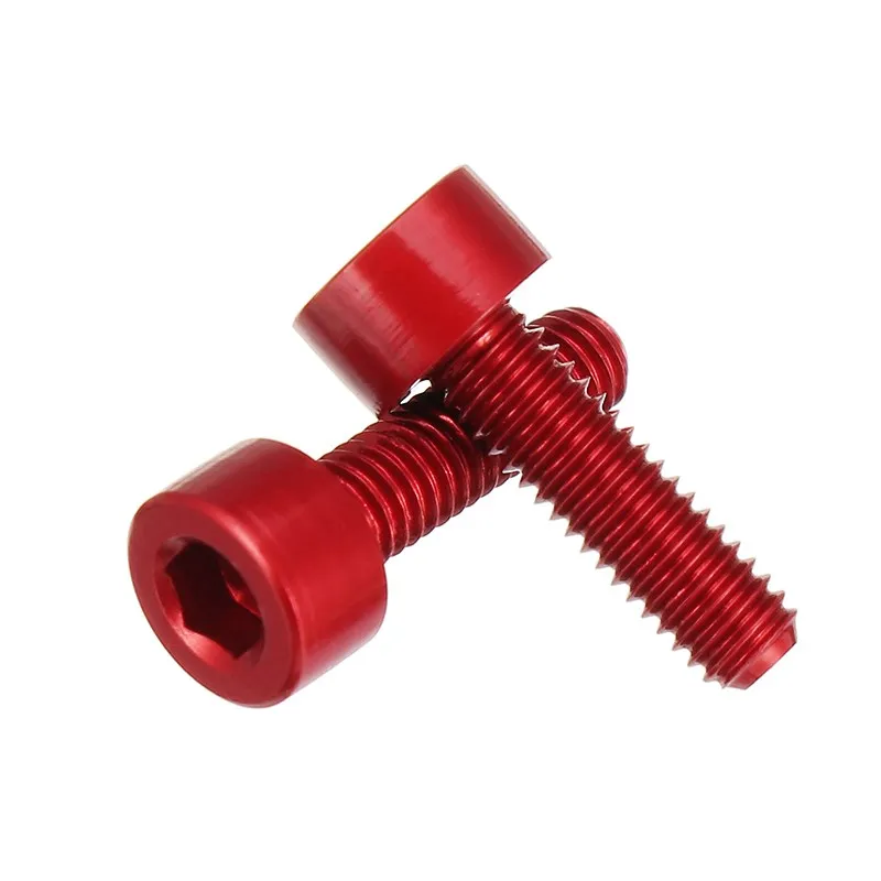 

SULEVE New 10PCS/BAG M3*10mm Hexagon Socket Cap Head Screw Hex Head 7075 Aluminum Alloy Red Screws Bolt M3AH2