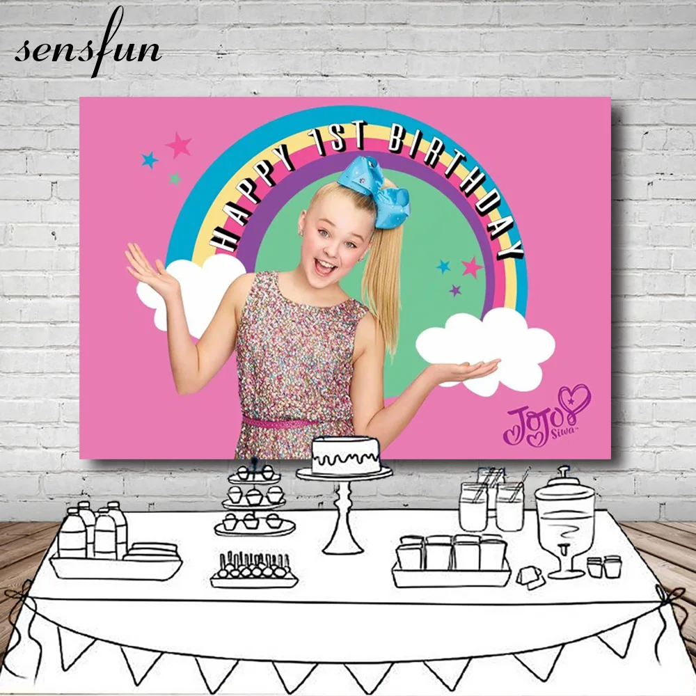 

Sensfun Rainbow Little Star Hot Pink Birthday Party Backdrop Jojo Siwa Celebration Photograph Backgrounds Customized 7x5ft Vinyl