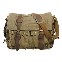 ABDB Мужская винтажная парусиновая кожаная школьная военная сумка через плечо, сумка-мессенджер, сумка через плечо, ранец