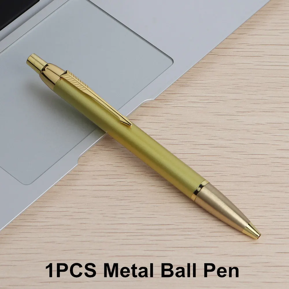 1 шт. GENKKY шариковая ручка металл материал пресс стиль шариковые ручки для школы офисные чернила цвета черный синий G2 заправки 0,7 мм - Цвет: 1PCS Gold Ball Pen