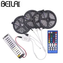 BEILAI SMD 5050 RGBW RGBWW RGB LED Strip Waterproof 5M 10M 15M 20M DC 12V LED Light Strips 60led/m add 40K 44K Remote and Power