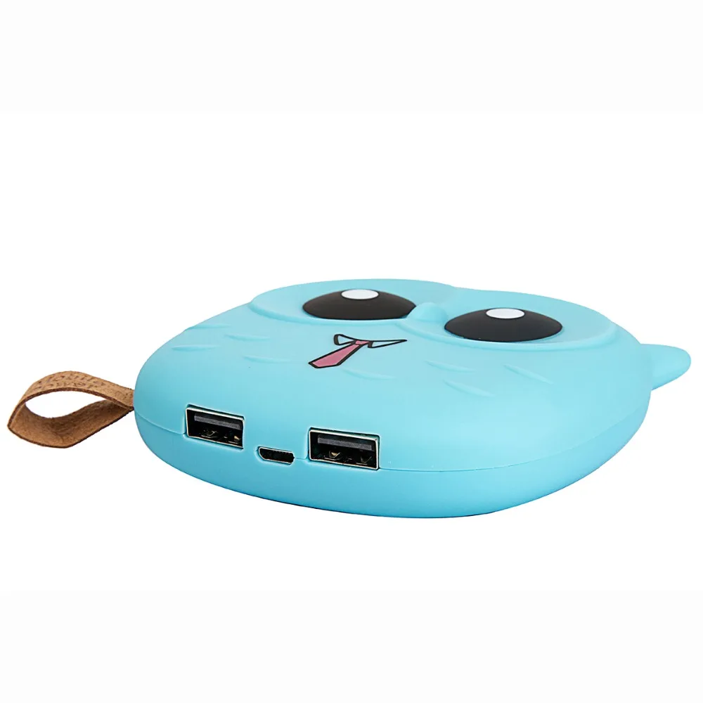Cute Cartoon Owl 18650 Power Bank 12000mAh Portable Charger Dual USB Powerbank External Battery for iPhone Samsung Xiaomi Huawei