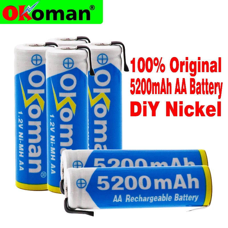 

1-20PCS 1.2V AA 5200mAh NI-MH Rechargeable Battery package with pins for Philips Shaving Tabs Braun Electric toothbr