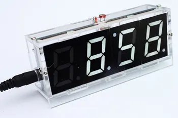 

White LED Electronic Clock Microcontroller Digital Clock Time Thermometer DIY Kit With PDF Tutorial