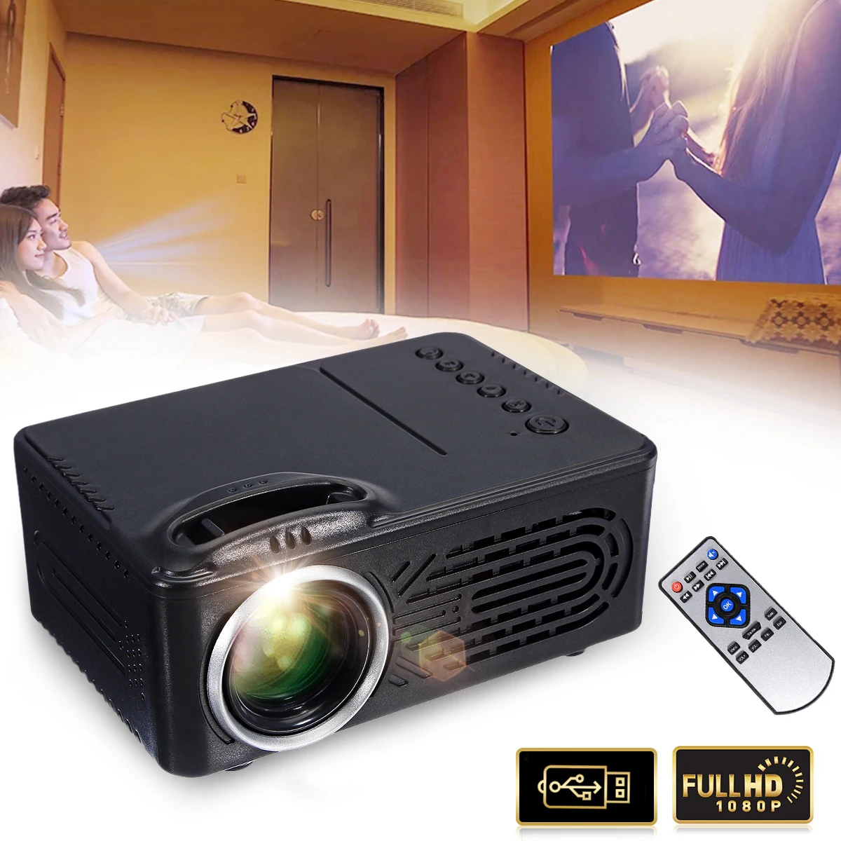 1080P 400 Lumens HD Mini Portable Projector 1920x1080 Max resolution Digital Projector For TV LED Home Theater 1080P 400 Lumens HD Mini Portable Projector 1920x1080 Max resolution Digital Projector For TV LED Home Theater