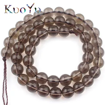 

Smooth Smoky Quartzs Beads Round Loose Spacer Beads For Jewelry Making Natural Stone Diy Bracelet Accessories 15”Strand 6-12mm