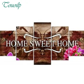 

New DIY Diamond Painting Cross Stitch Kits Full Diamond Embroidery 5D Diamond Mosaic Home Decor Home Sweet Home Needlework 5pcs