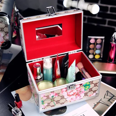 2019 женская серебряная косметичка багажная сумка с замком женские