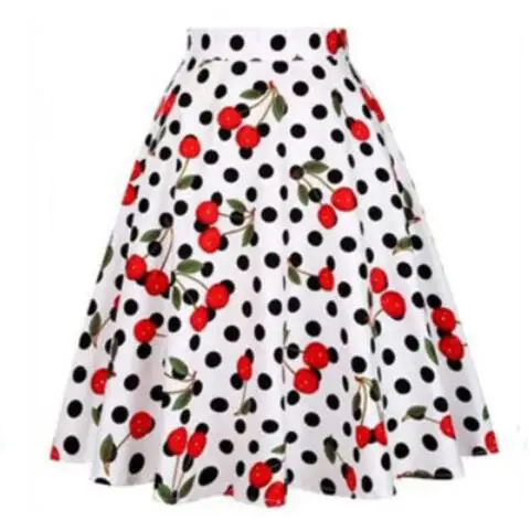 Женские Плиссированные Юбки миди винтажные 50s 60s с цветочным принтом летние юбки бальное платье с высокой талией Audrey Hepburn Swing skirt - Цвет: 8