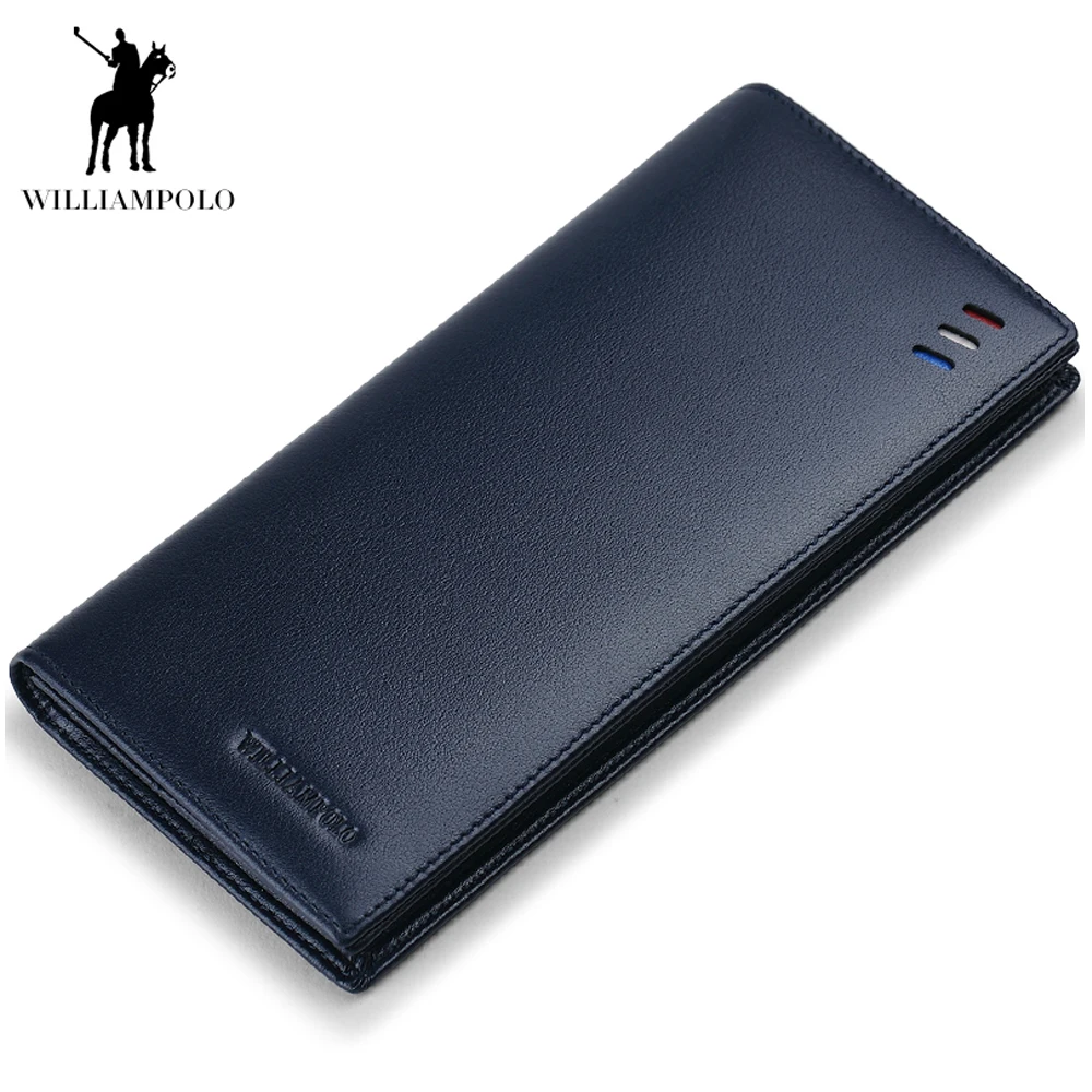 

WilliamPOLO 2019 Male Purse Genuine Leather Wallet Cowhide Men's Wallet Card Money Clamp Men's Clutch Bag ID Credit Cards Holder