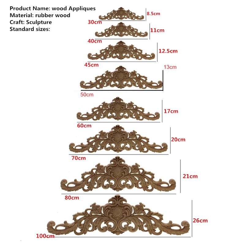 Прямоугольная резьба из натурального дерева аппликации для мебельного шкафа неокрашенные деревянные молдинги наклейка винтажный домашний Декор Декоративные