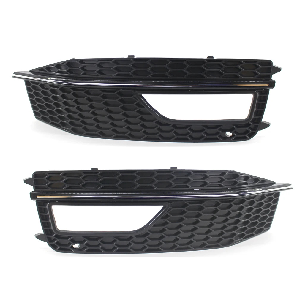 

L & R Front Bumper Lower Fog Light Lamp Grille For AUDI A4 s-line S4 2013-2015