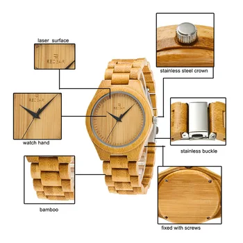 

Men Bamboo Watches with Unique Bamboo Wood Band Case Men Quartz Wristwatch LXH