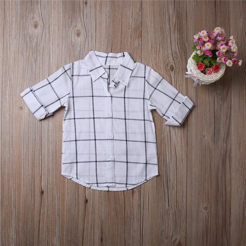 Классическая летняя рубашка в клетку, Детская Повседневная рубашка с короткими рукавами для мальчиков и девочек, детская одежда