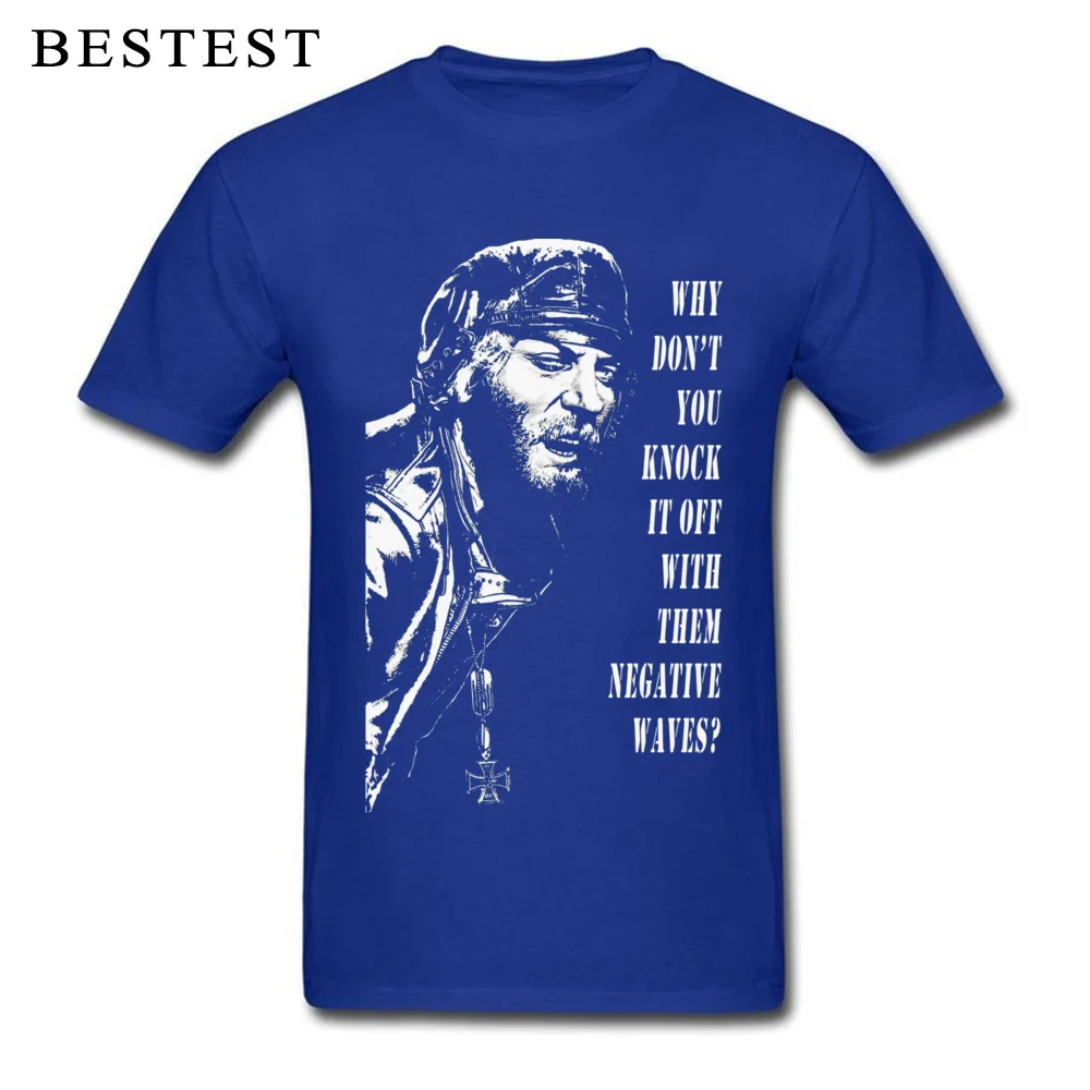 comfortable Short Sleeve T Shirt Summer Round Collar 100% Cotton Man T Shirts Europe comfortable Tee Shirts Designer Oddball Says white on colour 6555 blue