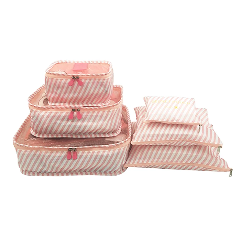 

6PCS/ Set High Quality Oxford Cloth Travel Mesh Bag In Bag Luggage Organizer Packing Cube Organiser for Clothing