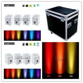 

8 x 4x18w+charging case dj wash effect wifi dmx battery powered professional wedding par stage uplight par with powercon