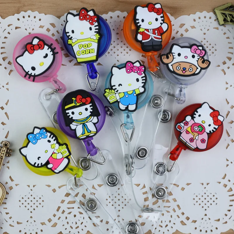 

1Pcs Cute cat Cartoon Retractable Badge Reel High quality silicone Student Nurse Exihibiton ID Name Card Badge Holder Office Sup