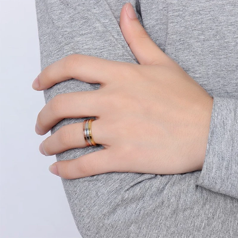 Модное женское и мужское Ювелирное кольцо из нержавеющей стали 316L 6 мм обручальное кольцо 3 цвета титановое кольцо