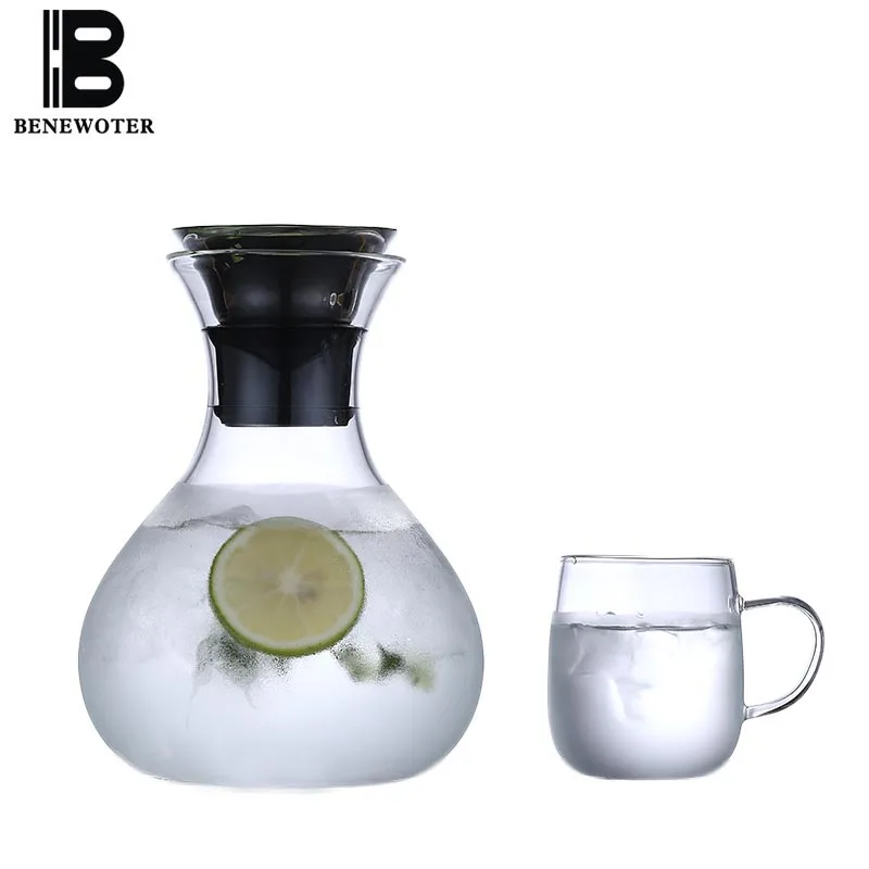 1000ml Nordic Home Large Capacity Cold Water Bottle Heat Resistant Glass Denmark Kettle Lemon Flower Teapot Coffee Container New | Дом и сад
