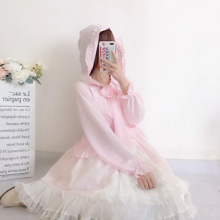 Солнцезащитный крем Лолита рубашка Япония стиль kawaii Девушка плащ в стиле Лолиты платок для защиты от солнца викторианской рубашка тонкое