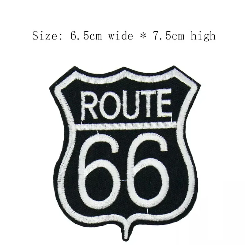 

Free shipping ROUTE 66 embroidery patch 7.5cm high iron on sew on American emblemas for Das for clothing on the jaket left chest