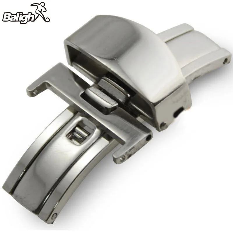 Stainless Steel Push Button Butterfly Deployment Clasp For Leather