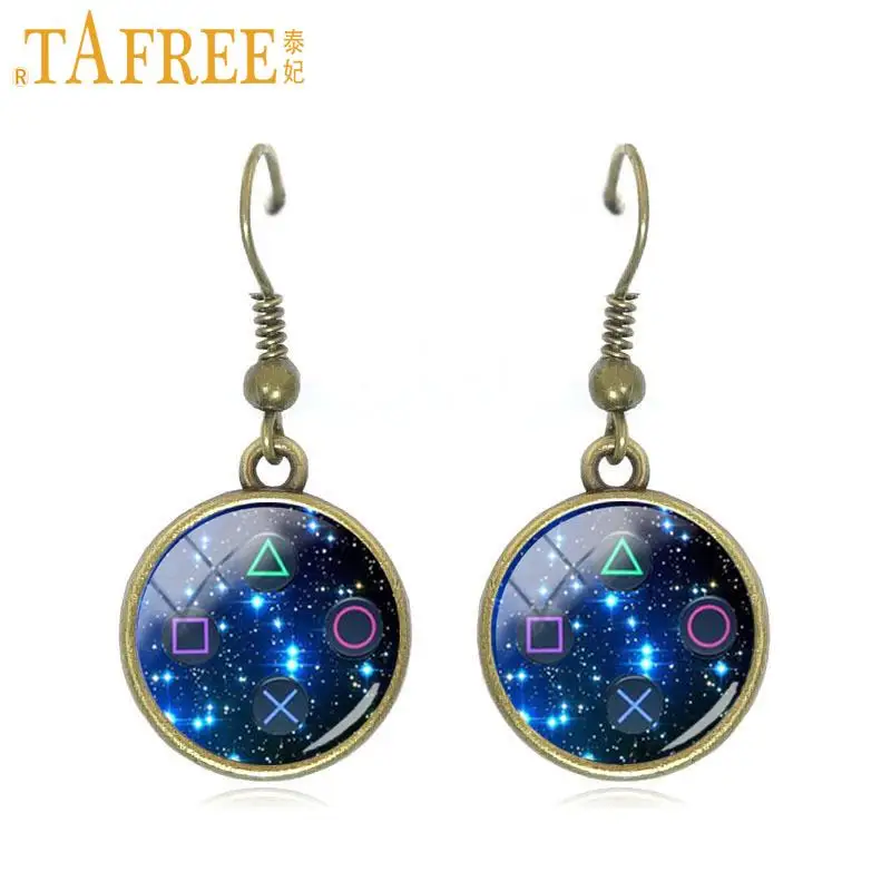 

TAFREE Brand fahion Video game controller earrings Beautiful starry sky pattern for boys girls gift new special jewelry H612